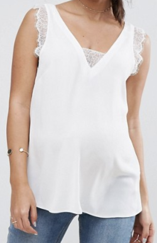 Asos Maternity white sleeveless top with lace size 10-lamaassociates.